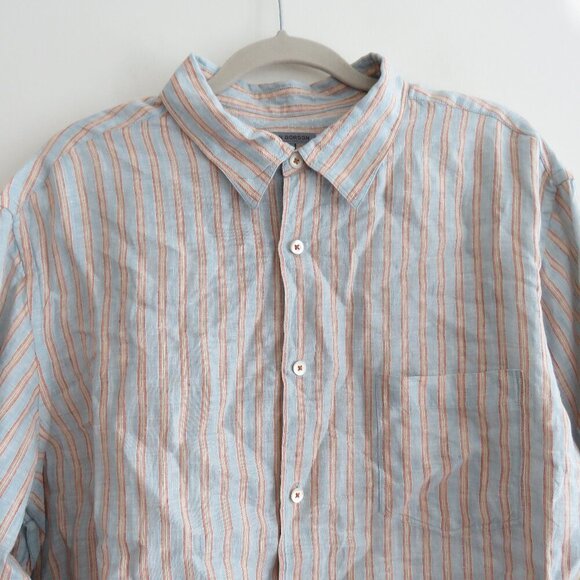 MARTIN GORDON 100% Linen Striped Casual Shirt in Light Blue - Men's Size XL - Picture 3 of 15
